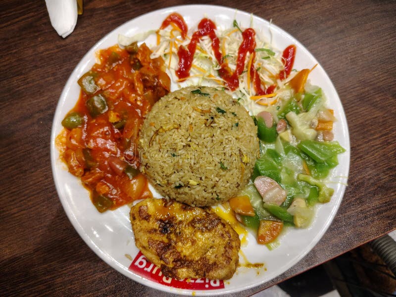 Fried rice Chinese vegetable mutton sizzling